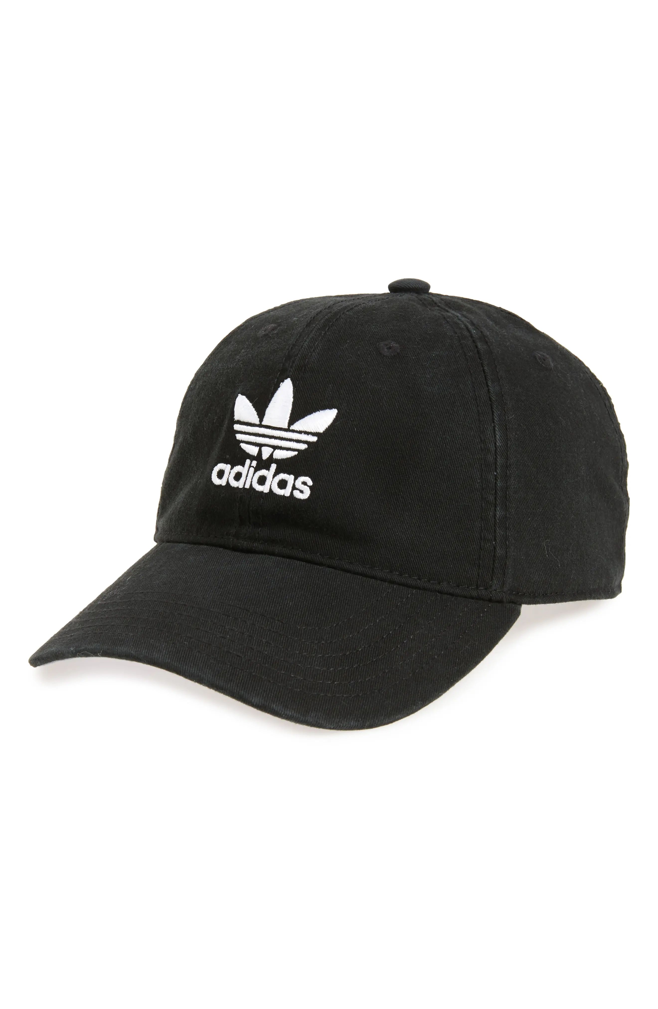 adidas Originals Relaxed Baseball Cap in Black/White at Nordstrom | Nordstrom