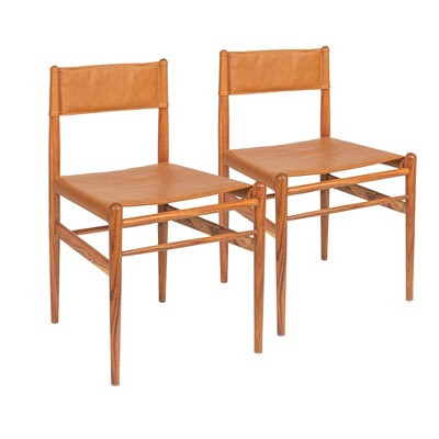 Storied Home Solid Wood and Leather Dining Chair, Set of 2 | Target