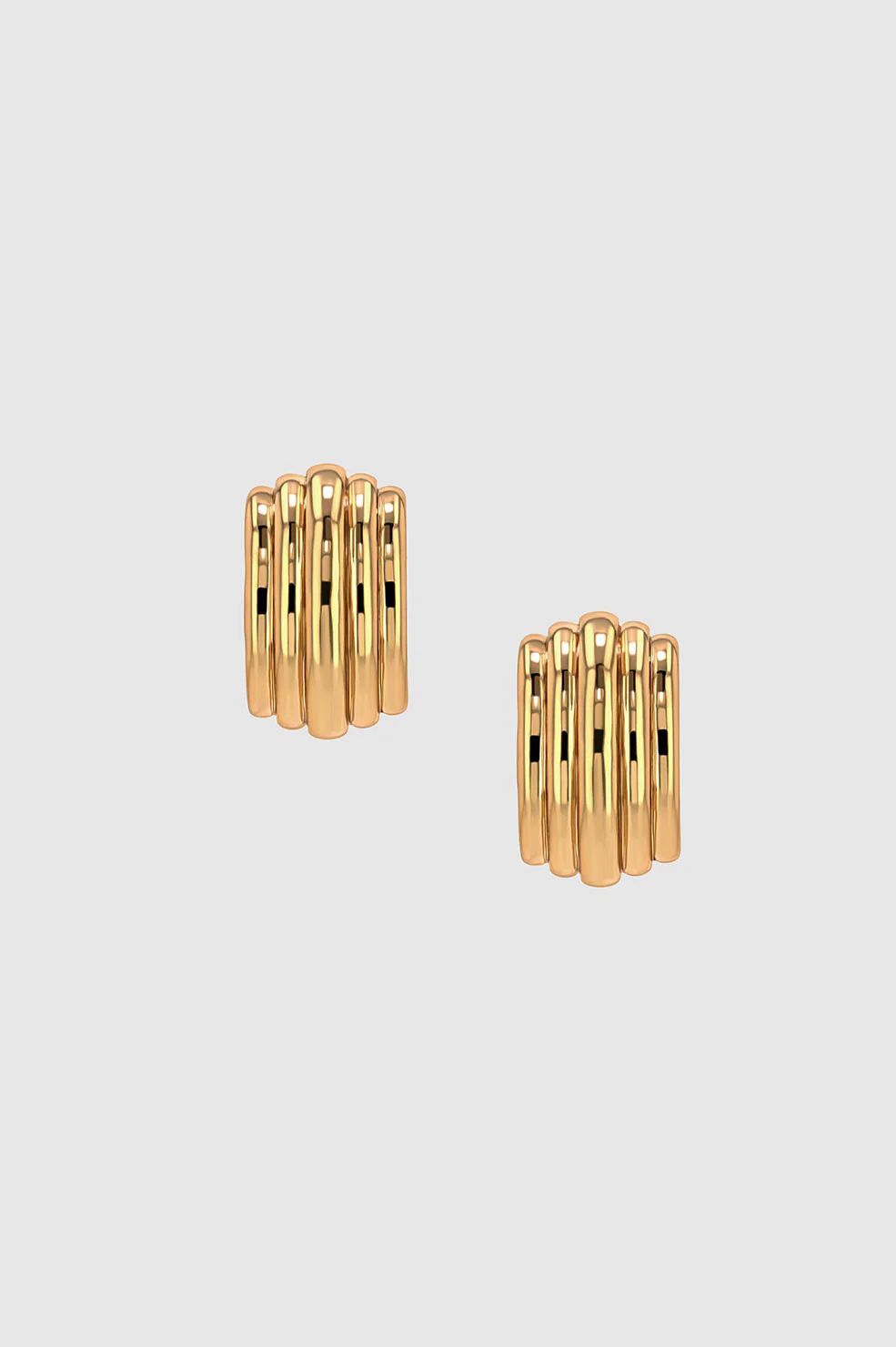 Chunky Ribbed Earrings - Gold | Anine Bing