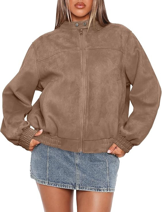 Sampeel Leather Jacket Women Faux Oversized Motorcycle Bomber Coats 2025 Fall Fashion Outfits Win... | Amazon (US)