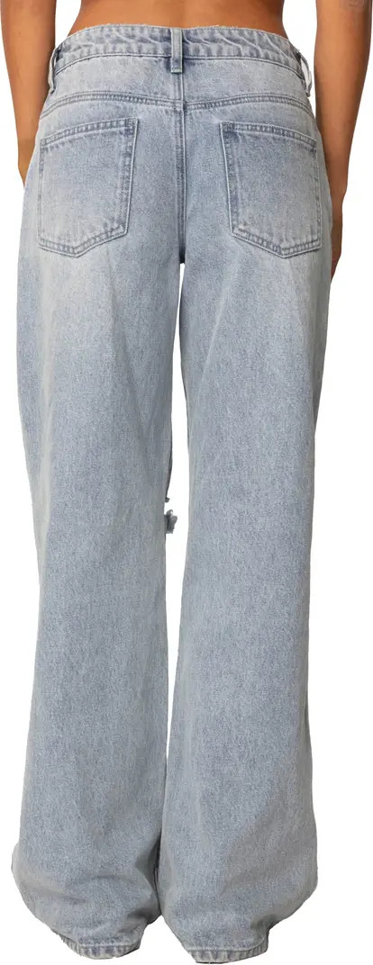 EDIKTED Adam Distressed Ripped Nonstretch Wide Leg Jeans | Nordstrom | Nordstrom