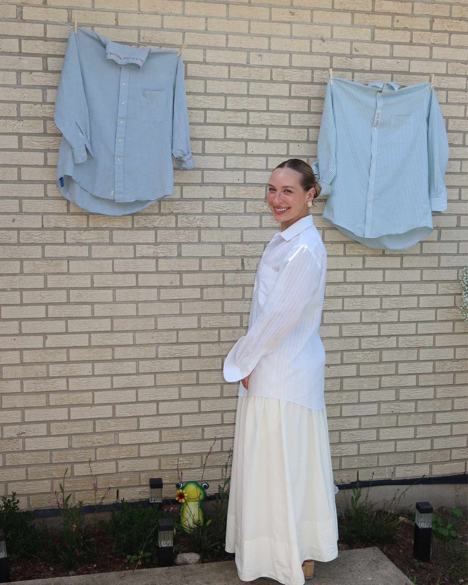 Launch party fit! Drop waist skirt and secret message shirt 