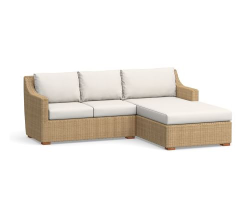 Hampton All-Weather Wicker 2-Piece Loveseat Chaise Sectional | Pottery Barn (US)