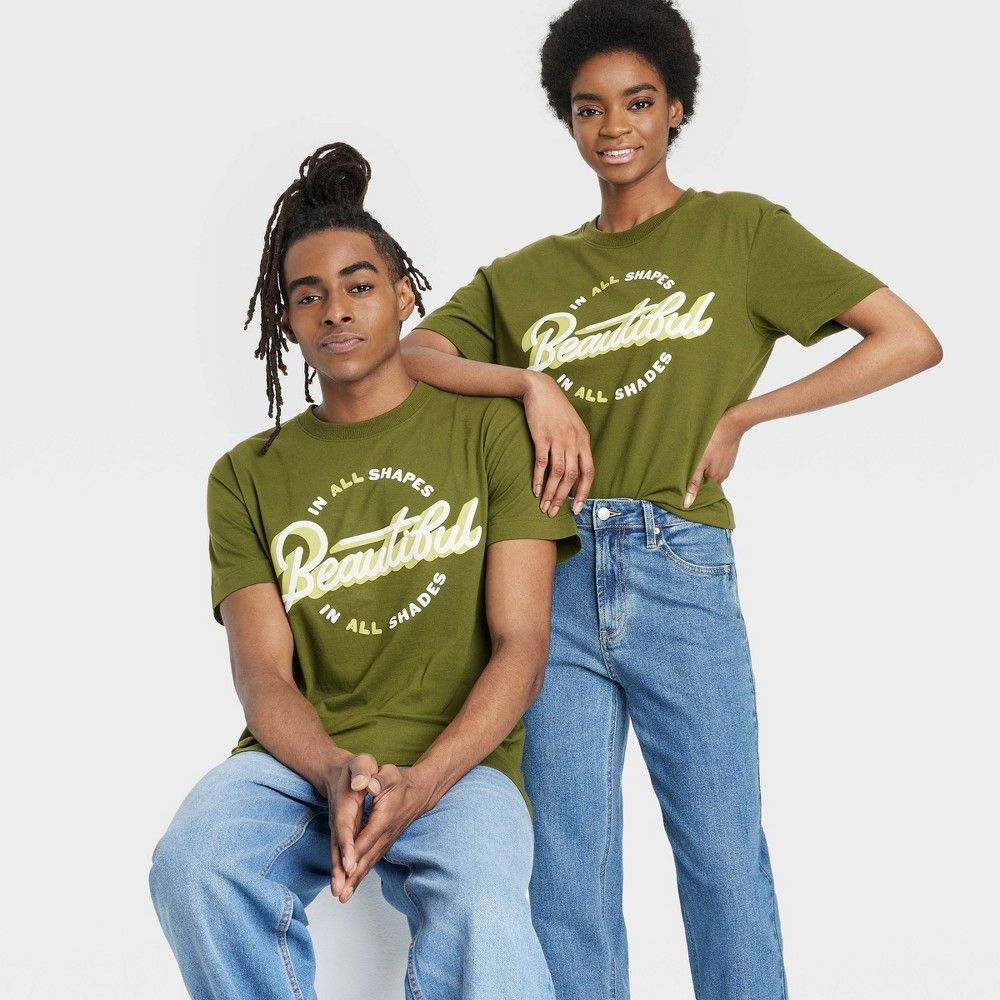 Black History Month Adult Beautiful In Every Shade Short Sleeve T-Shirt - Olive Green M | Target