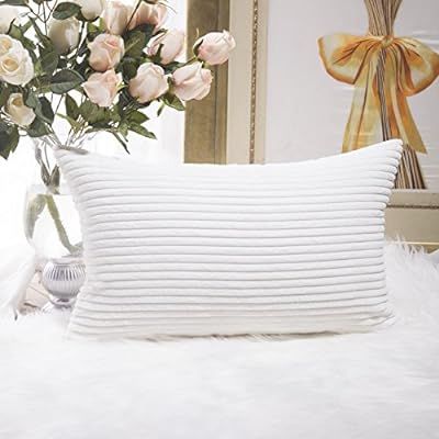 Home Brilliant Oblong Pillow Decorative Striped Corduroy Rectangle Cushion Cover Oblong Pillow Co... | Amazon (US)
