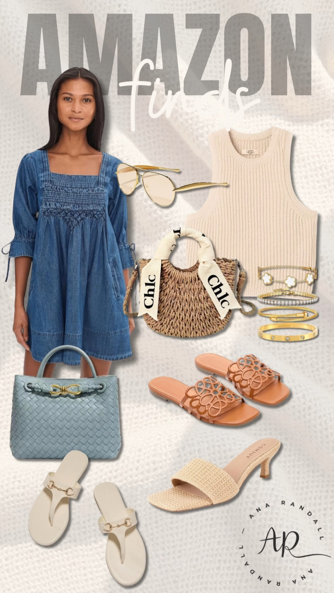 Effortless Amazon finds for a chic everyday look 🤍✨

I love pieces that feel simple but still elevated… the kind you can throw on and instantly feel put together. These are the staples I keep reaching for — feminine, timeless, and easy to style for real life.

Pieces in this collage:
• denim mini dress
• neutral knit tank top
• woven statement handbag
• classic sunglasses
• gold minimal jewelry
• flat sandals & kitten heels

Perfect for everyday wear, brunch, errands, or travel days when you still want to feel polished without overthinking it 🤍

Everything is linked in my LTK ✨

XOXO,
Ana Randall 💗

#LTKootd #LTKMothersDay #LTKdayinmylife