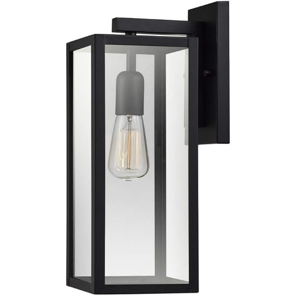 DEWENWILS Outdoor Wall Light, Clear Glass Shade, Matte Black Finish, E26 Socket, Weather Resistan... | Amazon (US)