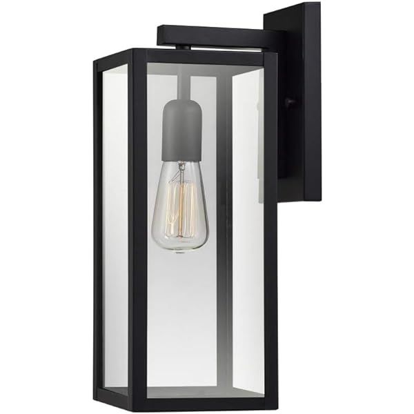 DEWENWILS Outdoor Wall Light, Clear Glass Shade, Matte Black Finish, E26 Socket, Weather Resistan... | Amazon (US)
