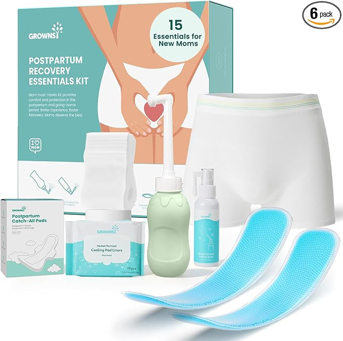 Amazon.com: Grownsy 15pc Postpartum Essentials Recovery Kit | Postpartum Kit for Women | Includes... | Amazon (US)