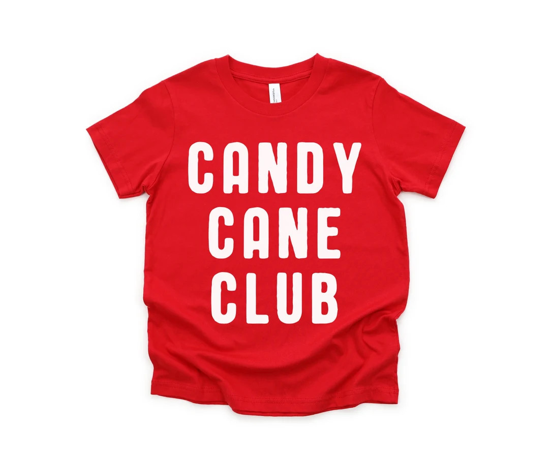 Candy Cane Club Tee: Kid's Christmas Graphic T-shirt - Etsy | Etsy (US)