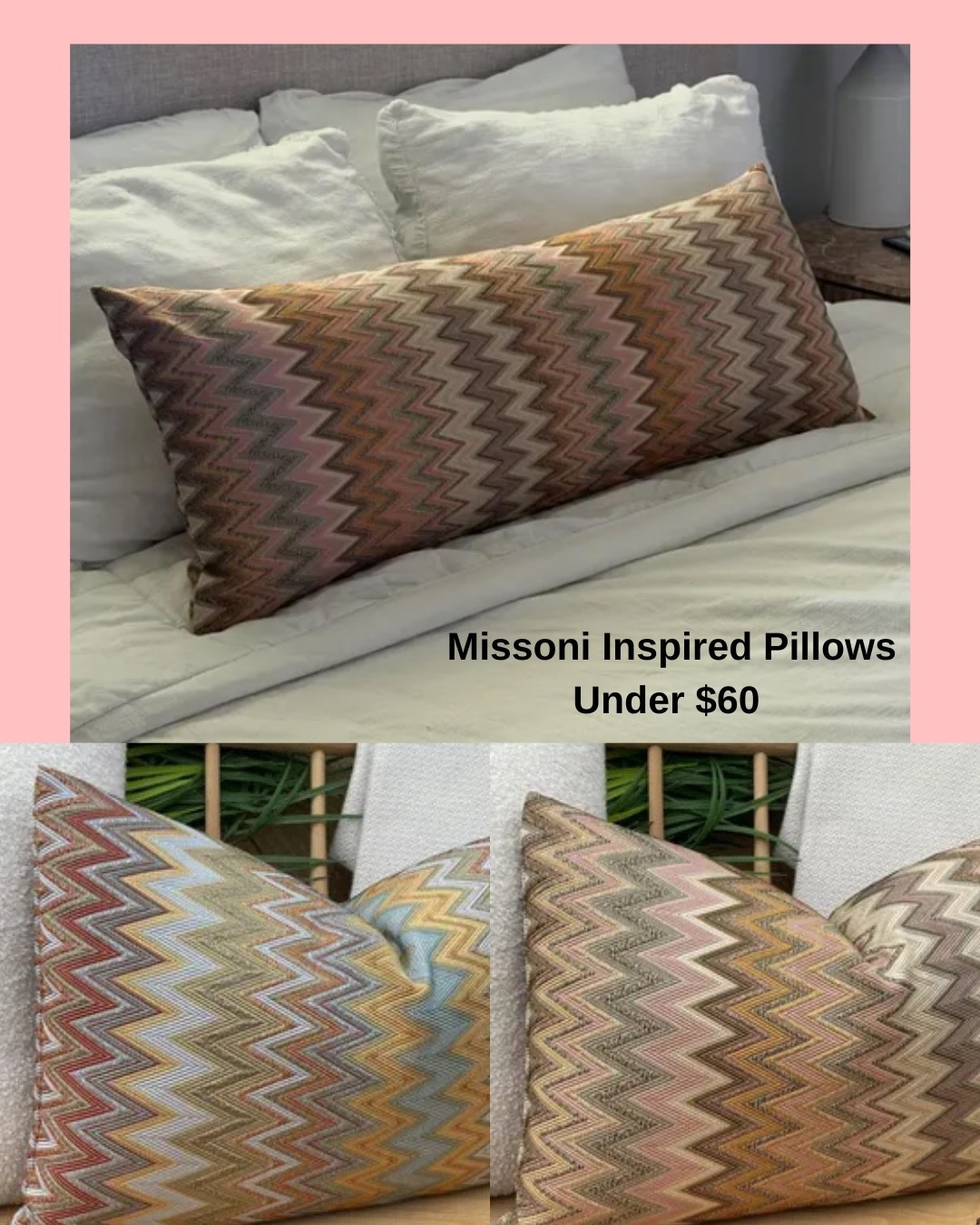 Missoni inspired pillows that completely changed the vibe of my bedroom.
Love finding pieces that look high end without the crazy price tag. Under $60 and so good.

#LTKhome #HomeFinds #DesignerInspired #MissoniInspired #PillowObsession #AffordableHomeDecor #LTKStyle #BedroomInspo #NeutralHome #ChicHomeFinds

#LTKHome
