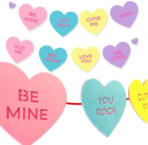 Valentine Candy Heart Conversation Banner Party Decoration, Felt Valentine Indoor Garland,Perfect... | Amazon (US)