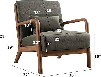 INZOY Mid Century Modern Accent Chair with Wood Frame, Upholstered Living Room Chairs with Waist ... | Amazon (US)