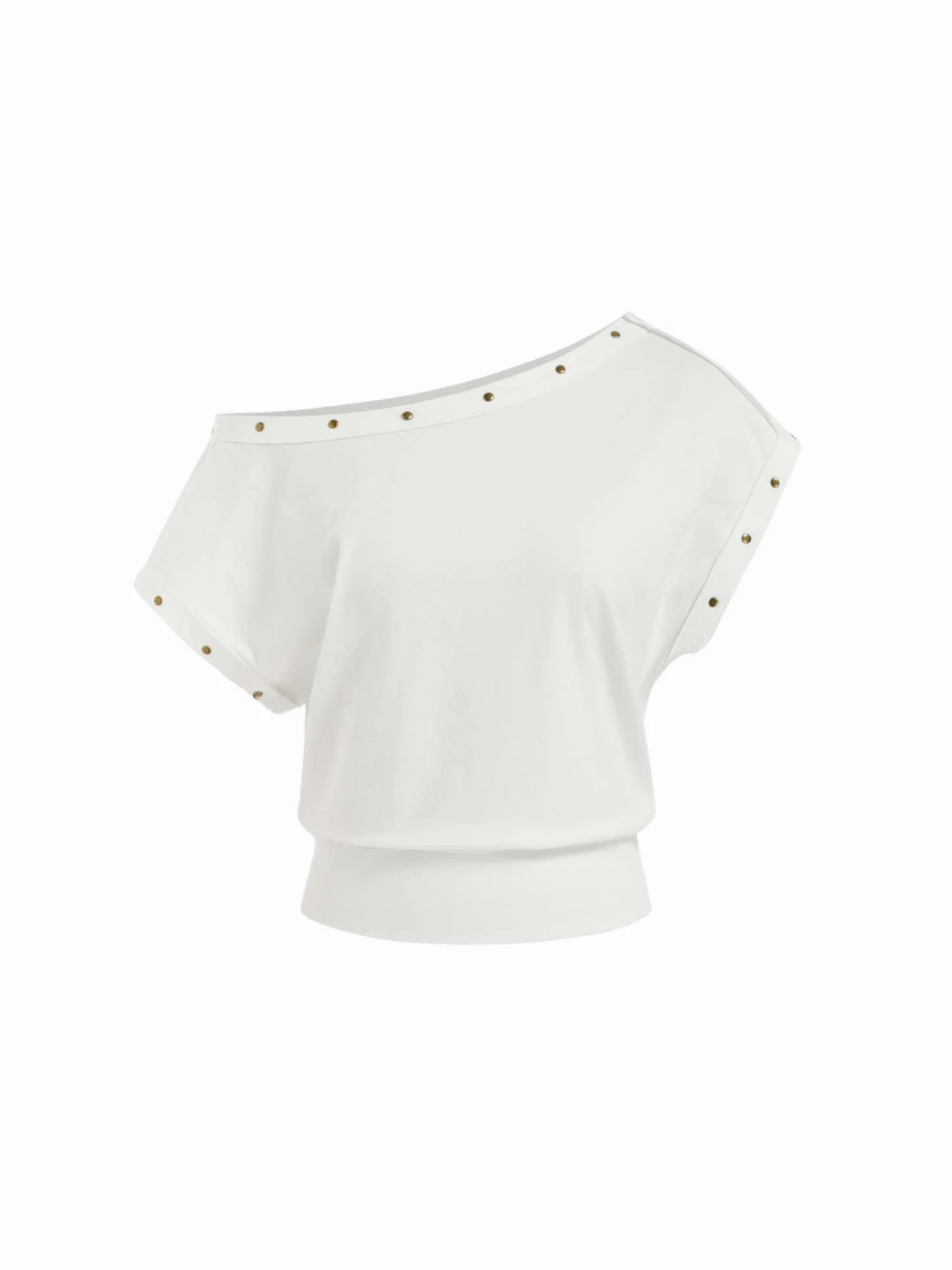 Cotton-blend Asymmetrical Neck Oversize Crop Tee | Cider