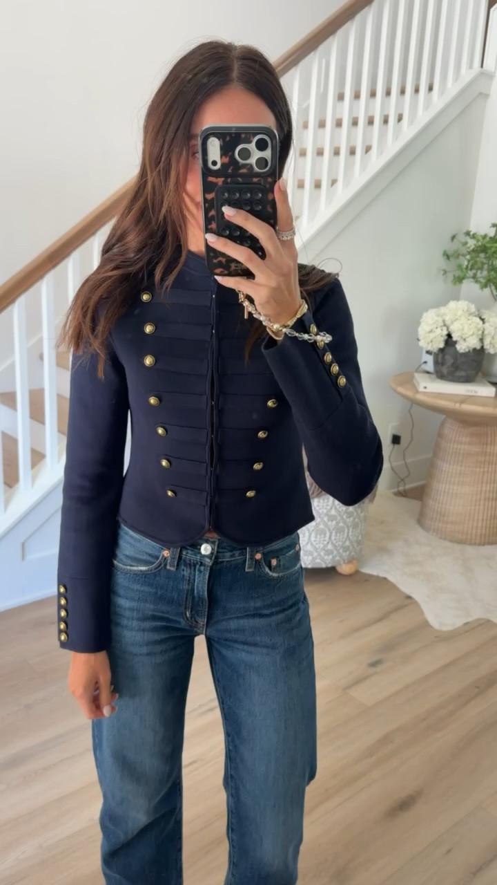 This navy military inspired jacket is such a strong fall piece. The gold buttons give it a polished look, while the cropped fit works perfectly with straight leg denim and simple flats.

navy jacket, military jacket, gold button jacket, fall jacket, cropped jacket, straight leg jeans, classic fall outfit, women’s fall fashion, elevated casual style, fall wardrobe, annabrstyle

#LTKootd #LTKSeasonal #LTKOver40