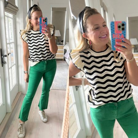 The cutest striped sweater top for fall. Wearing size small. Jeans are perfection and wearing size medium. Use code FANCY15 for 15% off  

#LTKfindsunder100 #LTKover40 #LTKstyletip