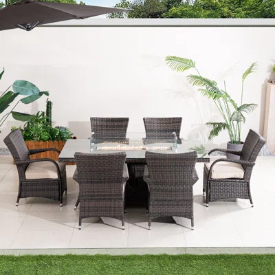 Ardala Skyla Rectangular 6 - Person 71.65'' Long Dining Set with Cushions | Wayfair North America