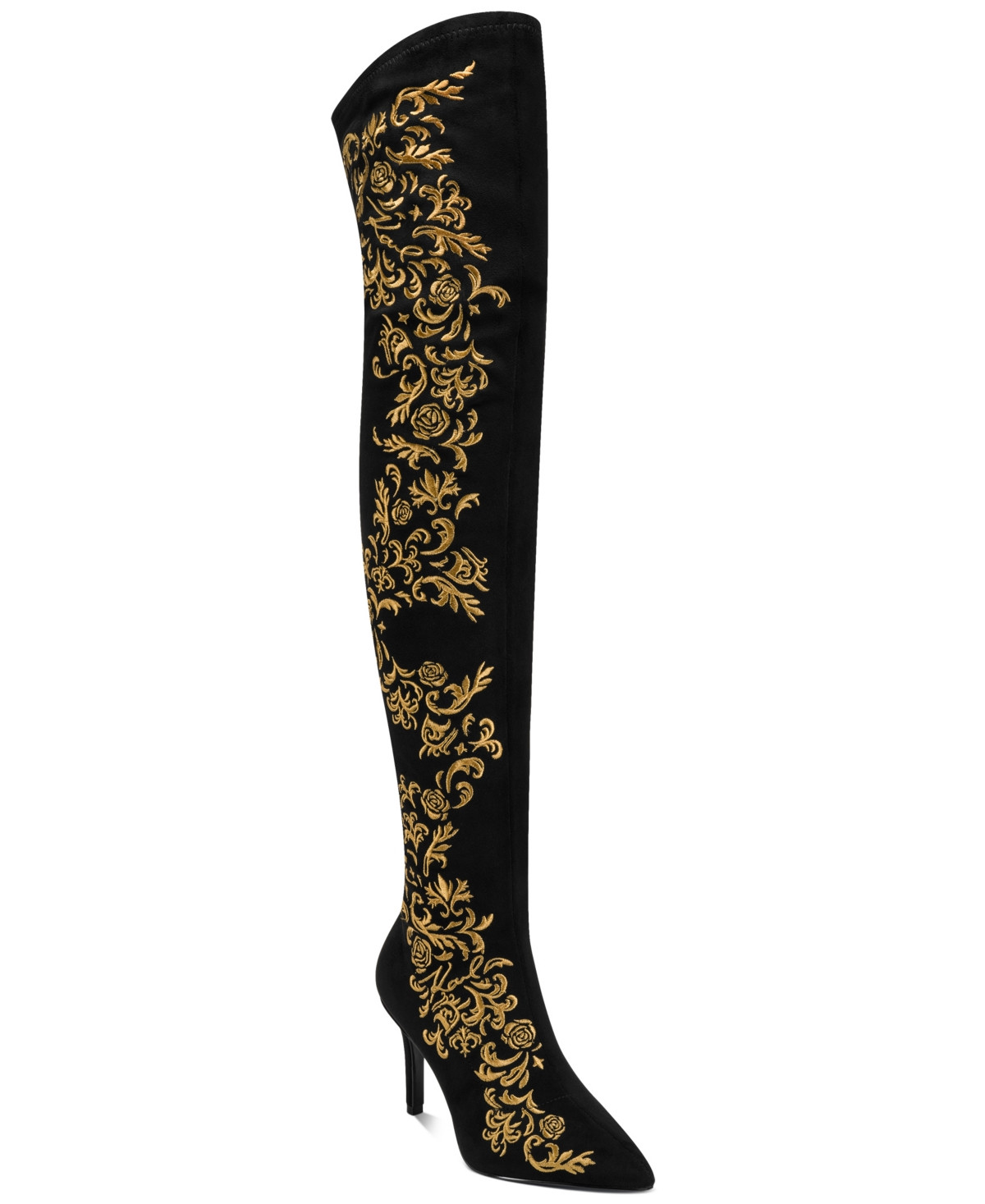 Karl Lagerfeld Paris Rhodri Rococo Over the Knee Boot - Black/ Gold | Macy's
