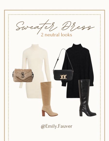 two neutral looks 🖤 sweater dress + bag + boots = outfit ✔️ 

#LTKCyberweek #LTKitbag #LTKshoecrush