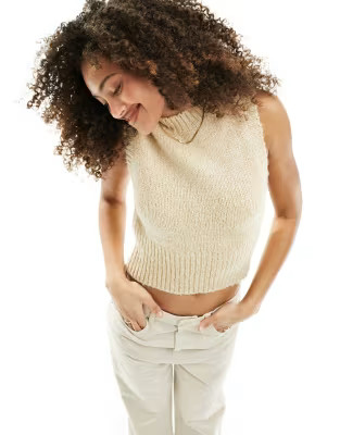 New Look knitted tabard vest in oatmeal | ASOS (Global)