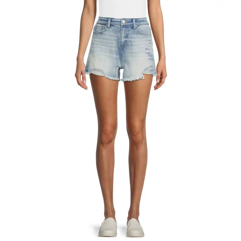 Time and Tru Women's High Rise Denim Shorts - Walmart.com | Walmart (US)