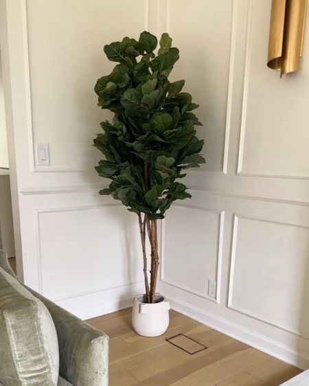 Faux fiddle fig leaf tree from Amazon! Still need a new/bigger planter but it’s going to look so good! #amazonfinds #fauxtree 

#LTKunder100 #LTKhome