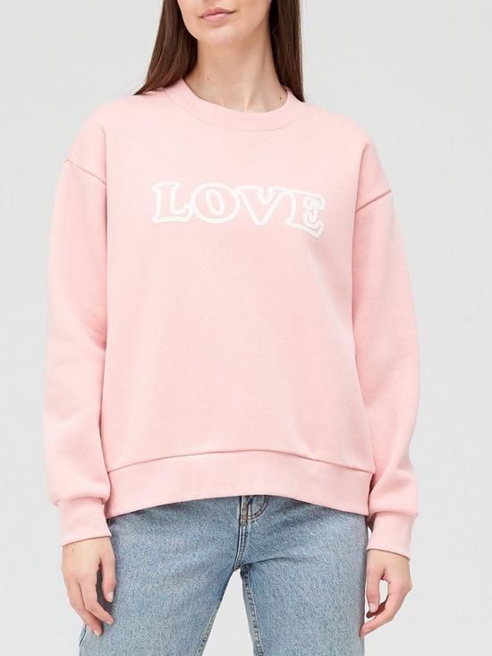 V by Very Front Print Love Sweatshirt - Pink | Very (UK)