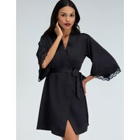Boux Avenue Amelia Satin Lace Trim Robe Black | Marks & Spencer (UK)