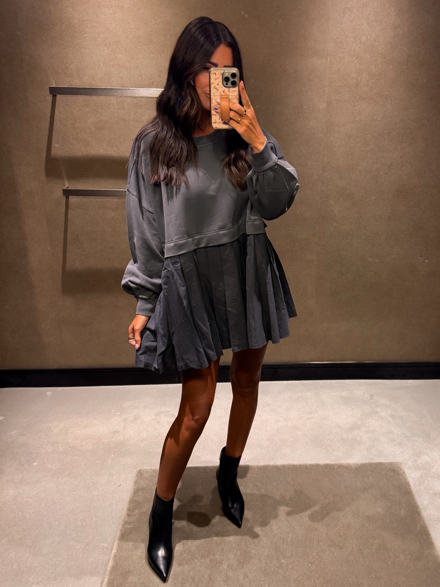 Nsale Free People dress - it runs big I’m in a small.  Boots are true to size 

#LTKSaleAlert #LTKFindsUnder50 #LTKFindsUnder100