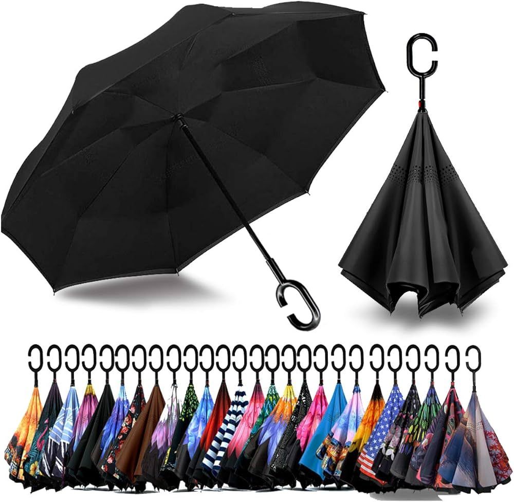 SIEPASA 40/49/56/62 Inch Inverted Reverse Upside Down Umbrella, Extra Large Double Canopy Vented ... | Amazon (US)