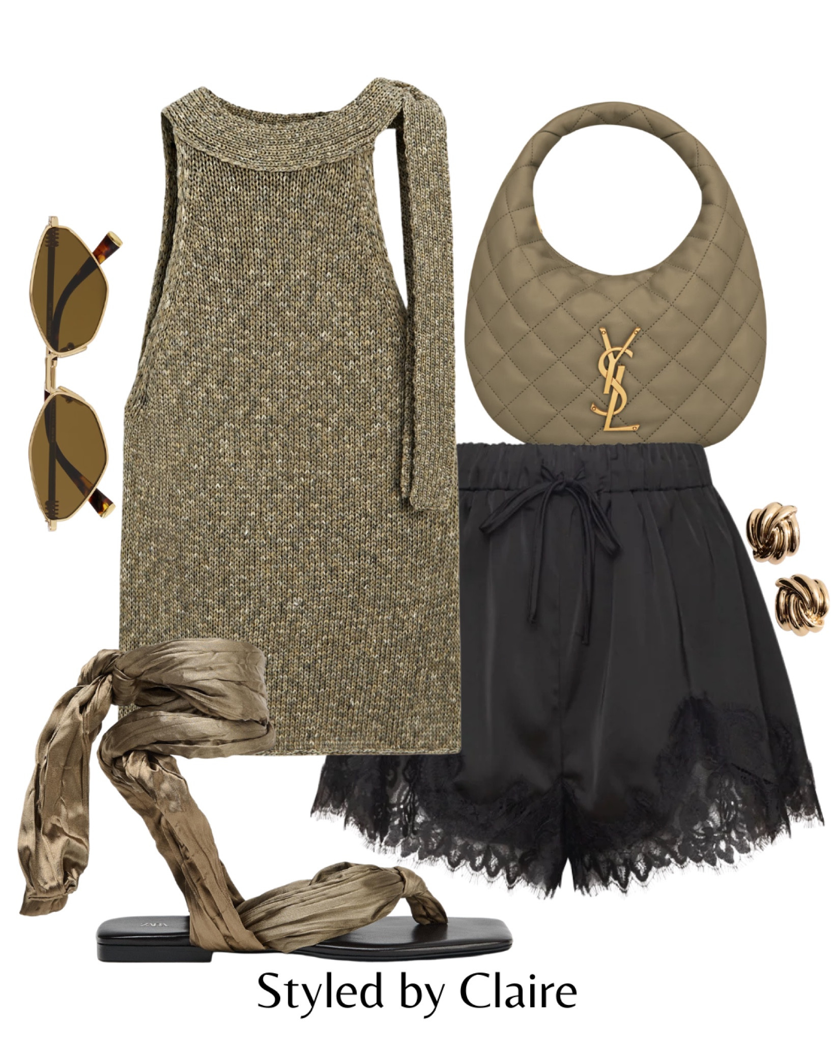 KHAKI & BLACK🖤
Tags: chic women’s style massimo dutti knit top tie detail lace trim hem shorts trending viral style Zara sandals ysl leather bag miu miu sunglasses fashion summer inspo outfit ideas holiday vacation date night

#LTKdatenight #LTKsummer #LTKstyletip