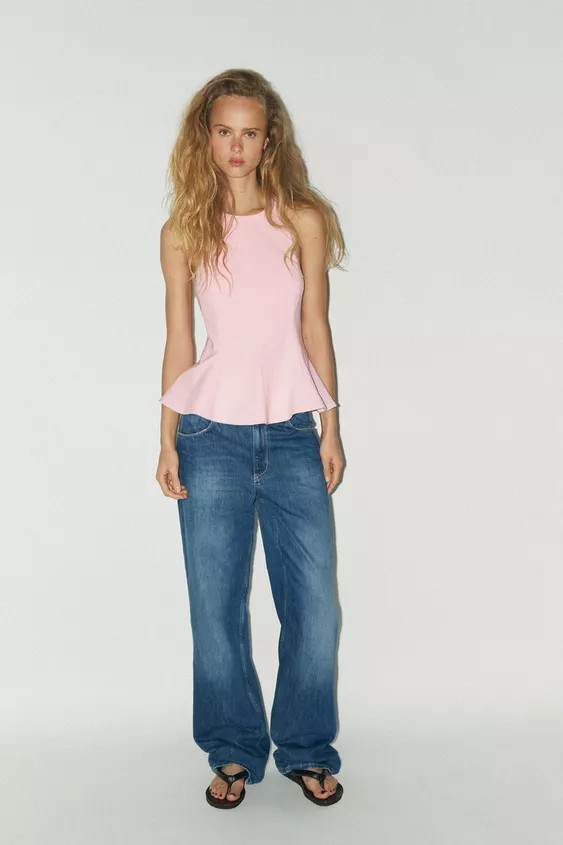 STRETCH PEPLUM TOP | Zara US