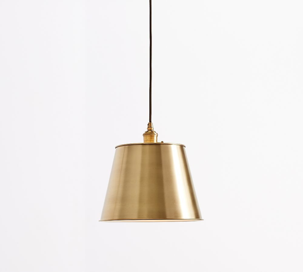 13"" Brass Tapered Metal Cord Pendant with Brass Hardware | Pottery Barn (US)