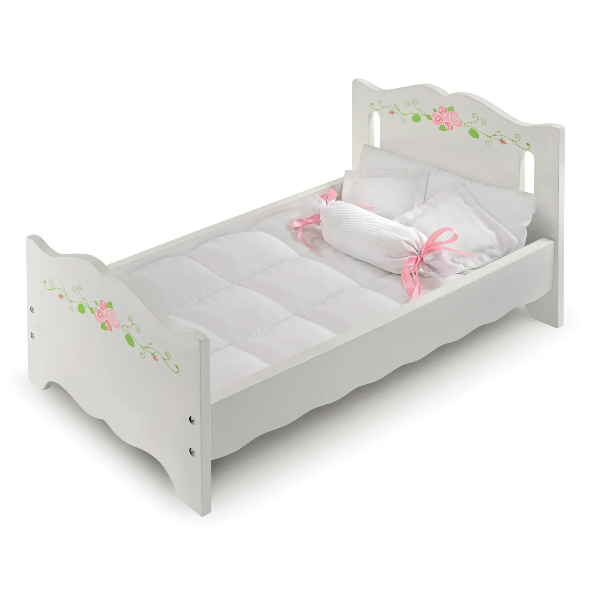 Doll Bed with Bedding and Free Personalization Kit - White Rose - Walmart.com | Walmart (US)
