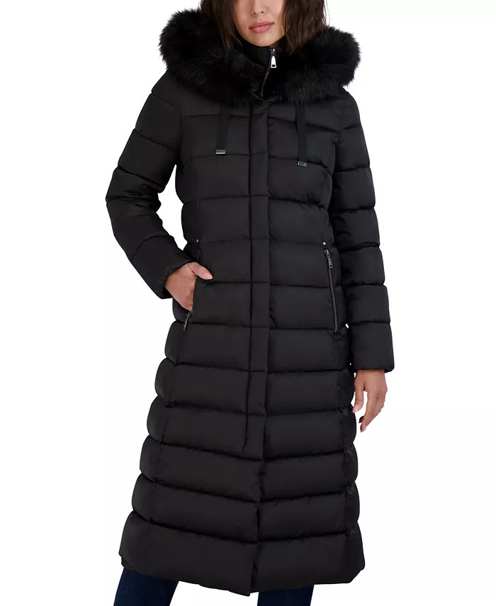 Women's Faux-Fur-Trim Hooded Maxi Puffer Coat | Macy's
