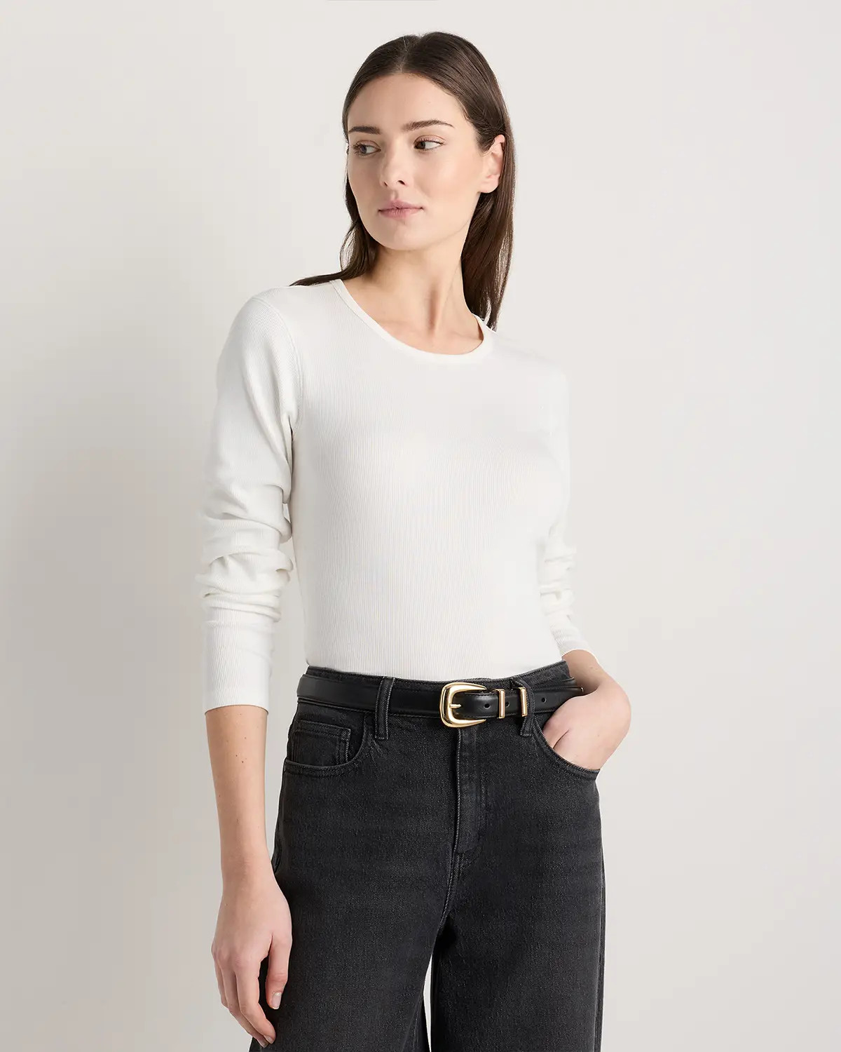 Organic Cotton Micro-Rib Long Sleeve Tee | Quince