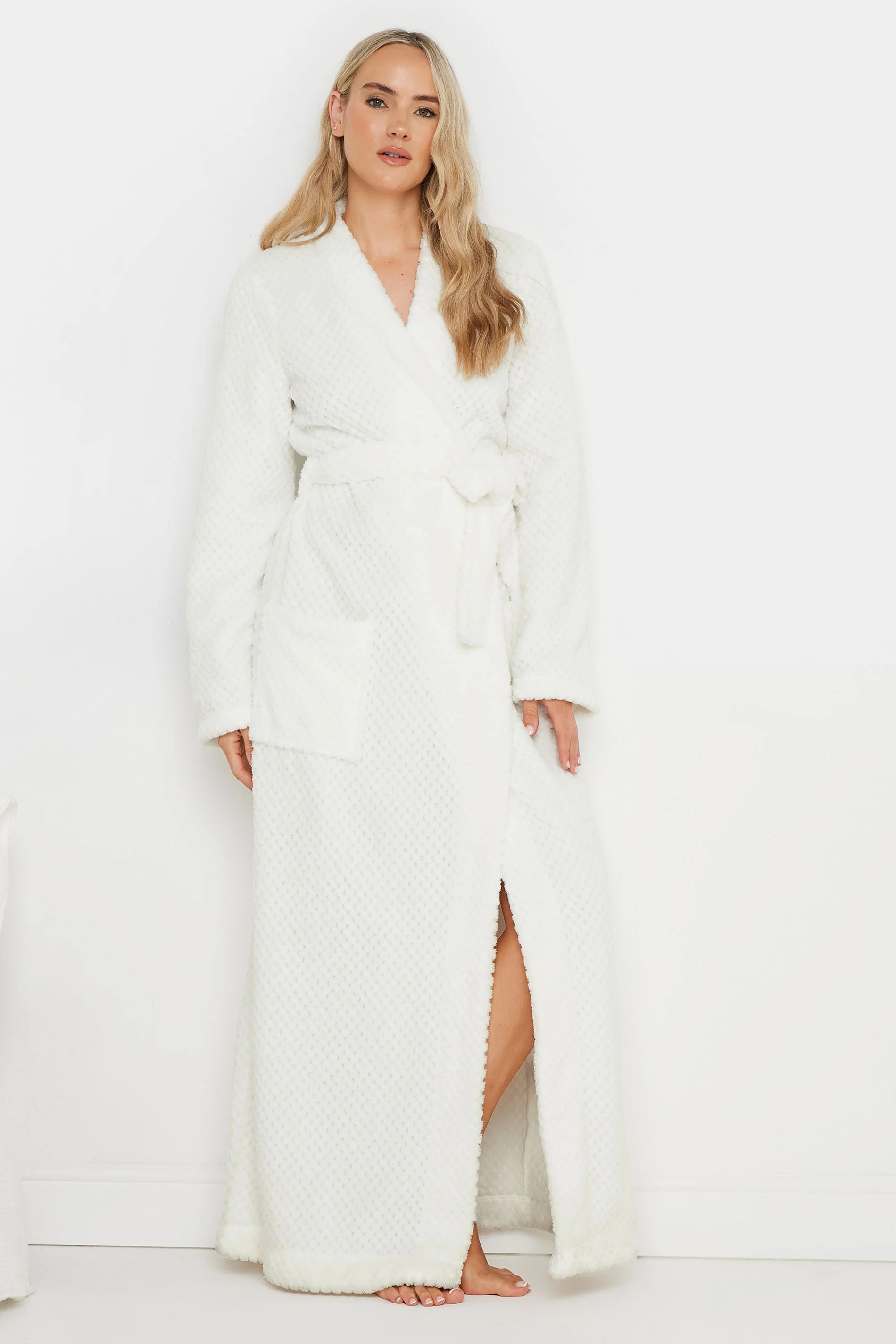 LTS Tall Ivory White Waffle Maxi Dressing Gown | Long Tall Sally