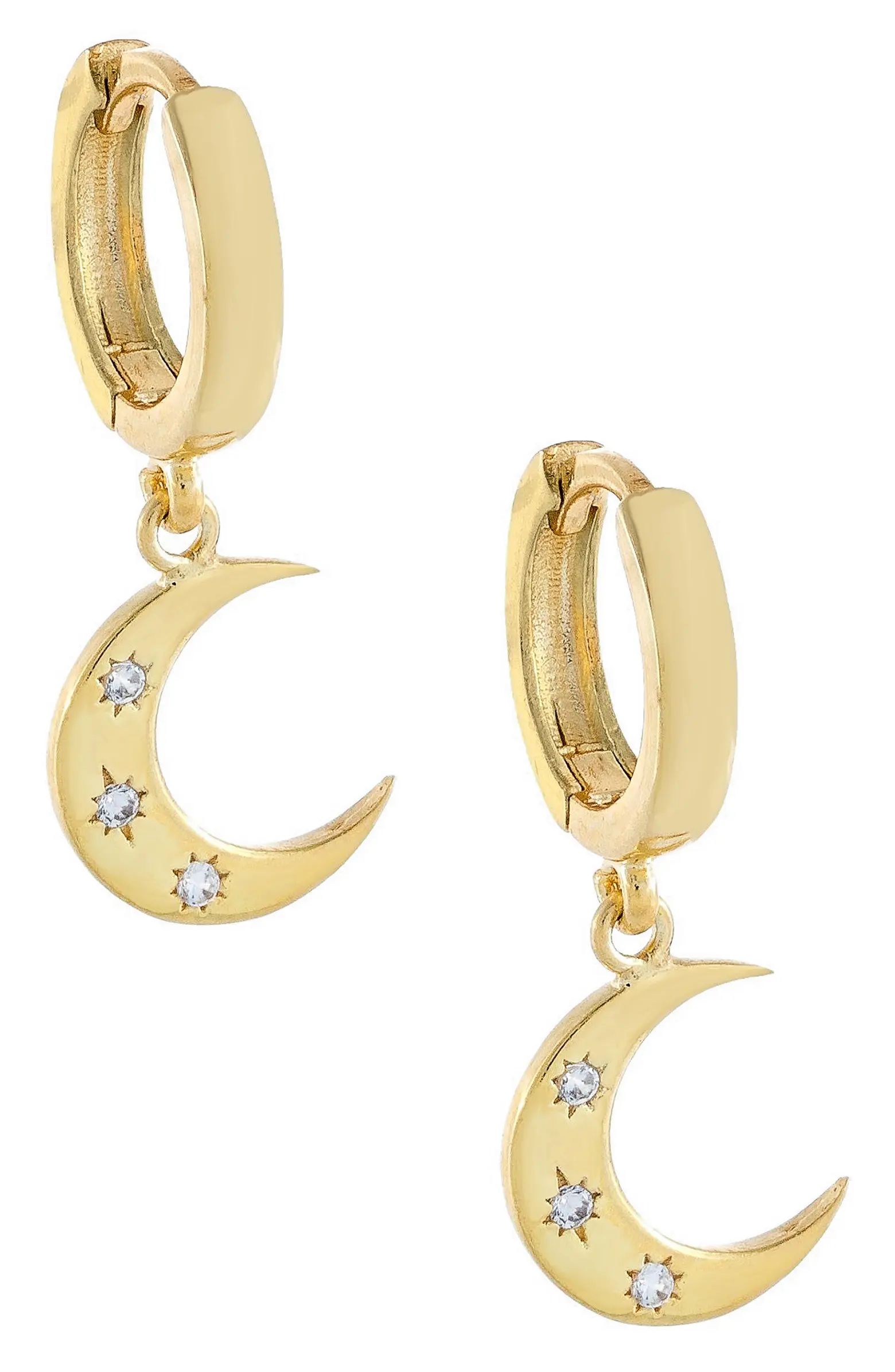 Cubic Zirconia Moon Huggie Hoop Earrings | Nordstrom