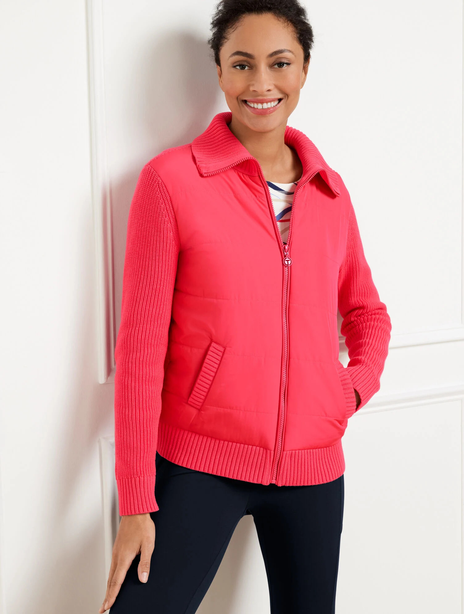 Quilted Full Zip Sweater Jacket | Talbots