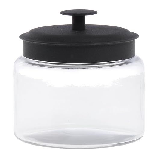 Anchor Hocking 48 oz Clear Glass Montana Jar with Black Lid - 6"Dia x 6 1/2"H | Amazon (US)