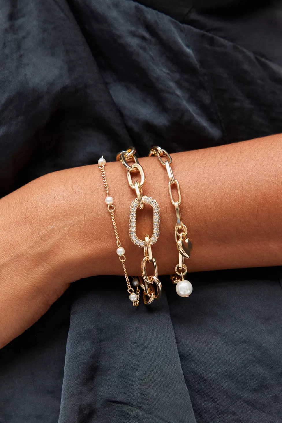 Rhinestone Layered Chain Bracelet Set | Urban Outfitters (US and RoW)