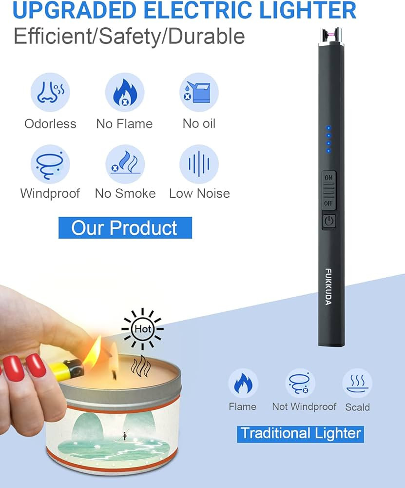 Electric Candle Lighter Plasma Arc Lighters Windproof & Flameless with USB Rechargeable Battery D... | Amazon (US)