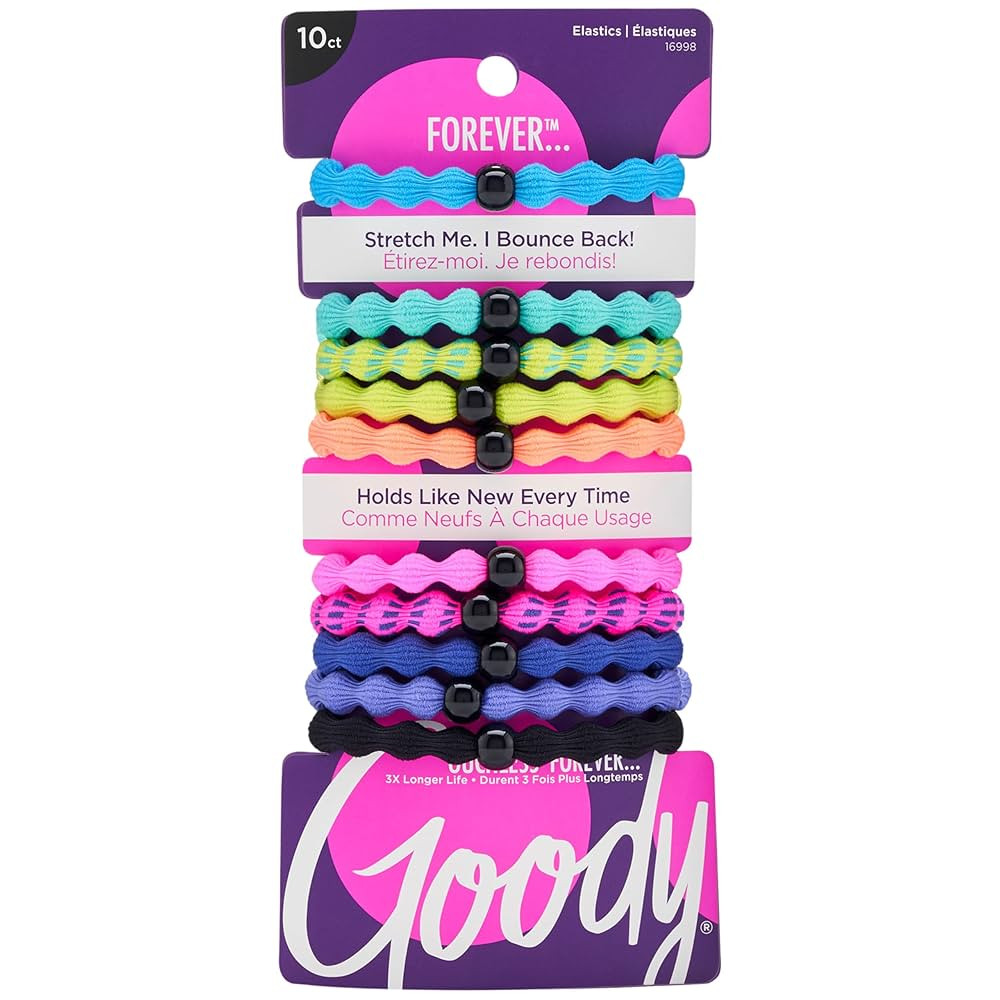 Goody Ouchless Forever Hair Elastics - 10 Ct, Assorted Neon, Damage-Free Bands, 3X Stronger Hair ... | Amazon (US)