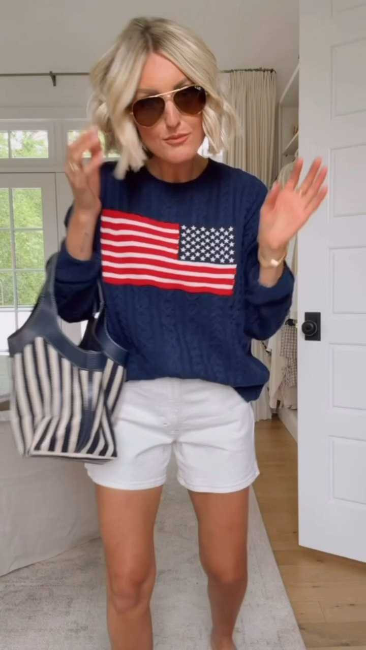 The perfect Memorial Day look! This flag sweater is a piece you'll have forever! Wearing M/27.

Loverly Grey, Target find, Target fashion, american flag sweater, white denim shorts, white jean shorts, memorial day outfit ideas, fourth of july outfit 

 #LTKootd #LTKSeasonal