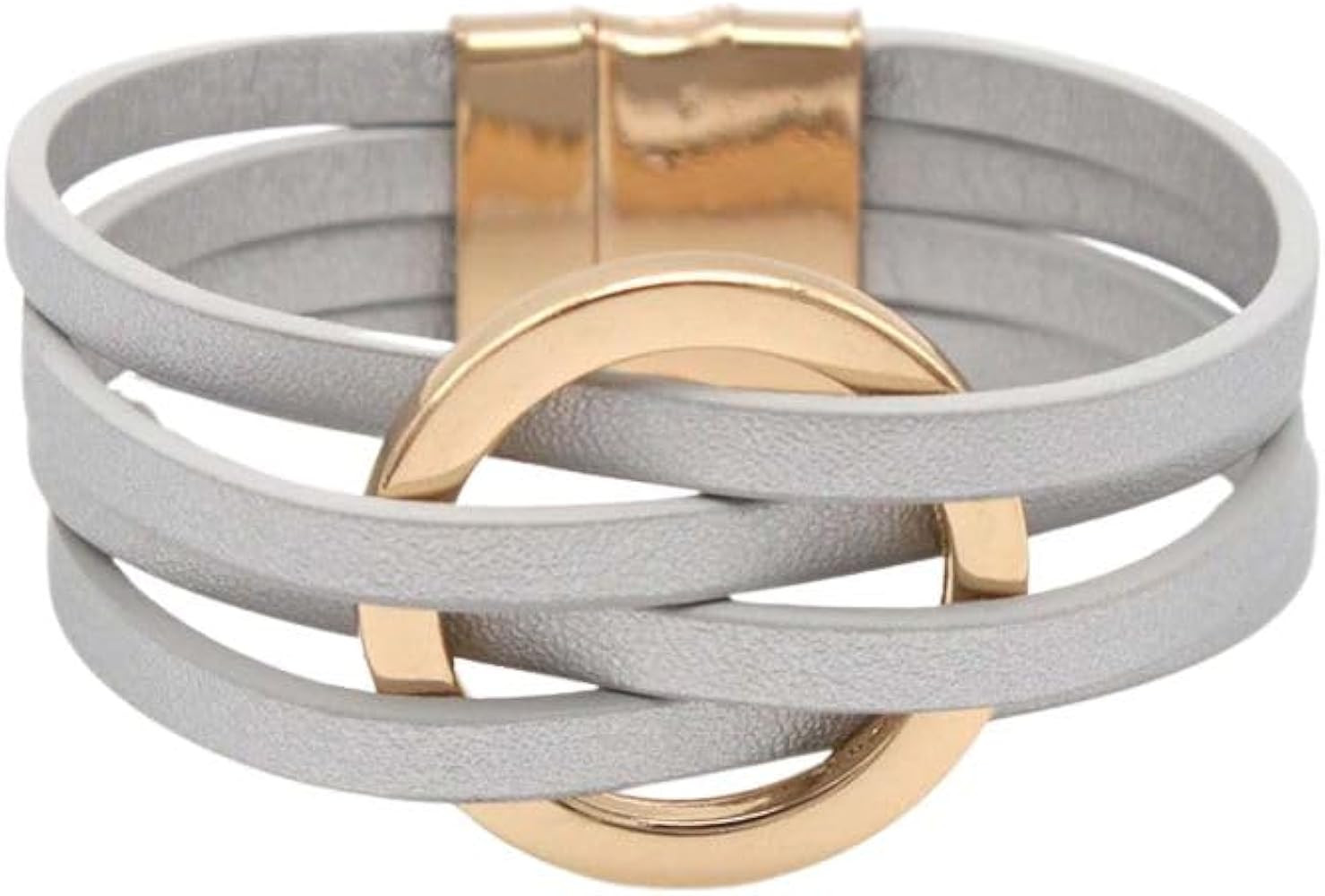 Fuqimanman2020 Circle Charm Leather Wrap Bracelet Boho Handmade Layered Cuff Bracelets for Women ... | Amazon (US)