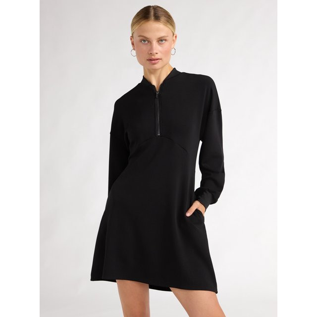 Scoop Women’s Ultimate ScubaKnit Zip Front Mini Dress, Sizes XS-XXL | Walmart (US)