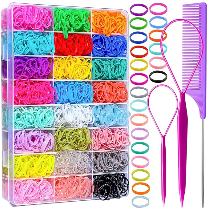 YGDZ Elastic Hair Bands 24 Colors, 1500 pcs Mini Hair Rubber Bands for Hair, Colorful Toddler Hai... | Amazon (US)