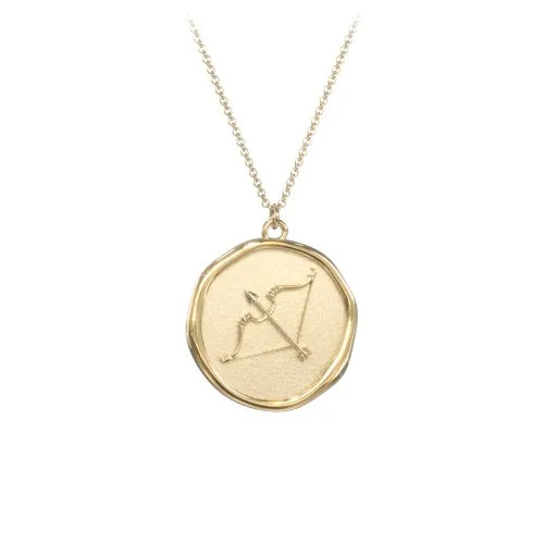 Engravable Sagittarius Zodiac Medallion Necklace | Jewlr