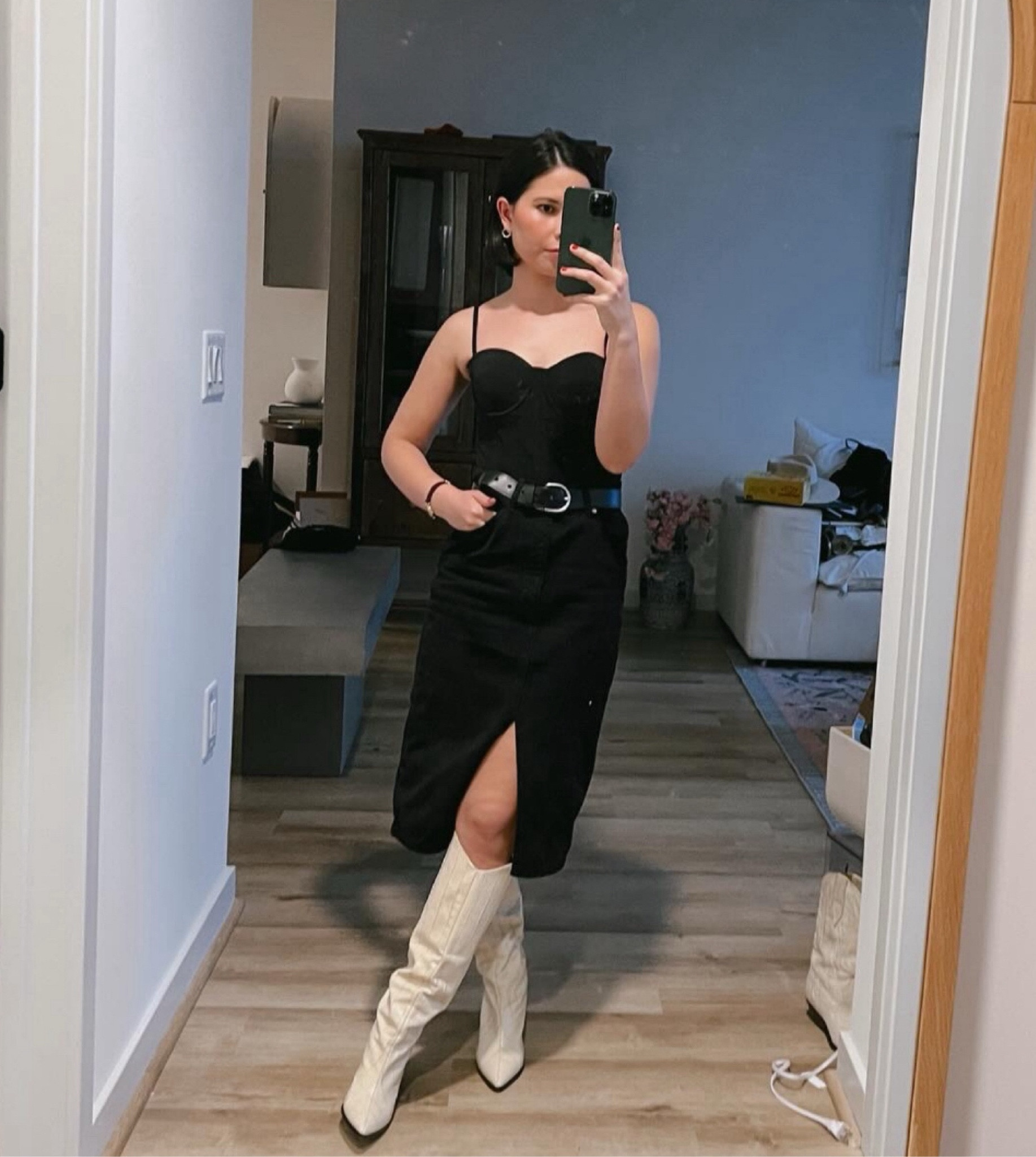 Date night, corset top, corsets, hill house, country concert outfit, boots, denim skirt, black denim skirt, white boots 

#LTKStyleTip #LTKFindsUnder100 #LTKFestival