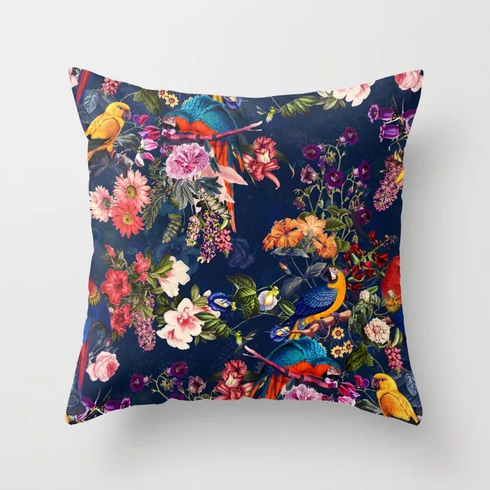 FLORAL AND BIRDS XII Throw Pillow | Society6